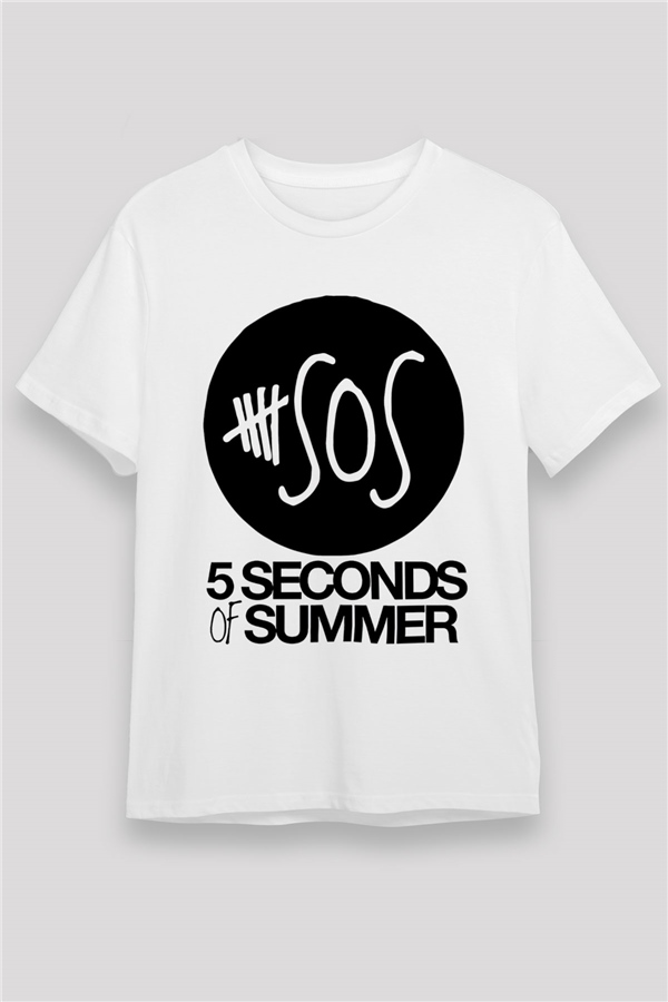 5 Seconds Of Summer SOS Logo White Unisex  T-Shirt - Tees - Shirts