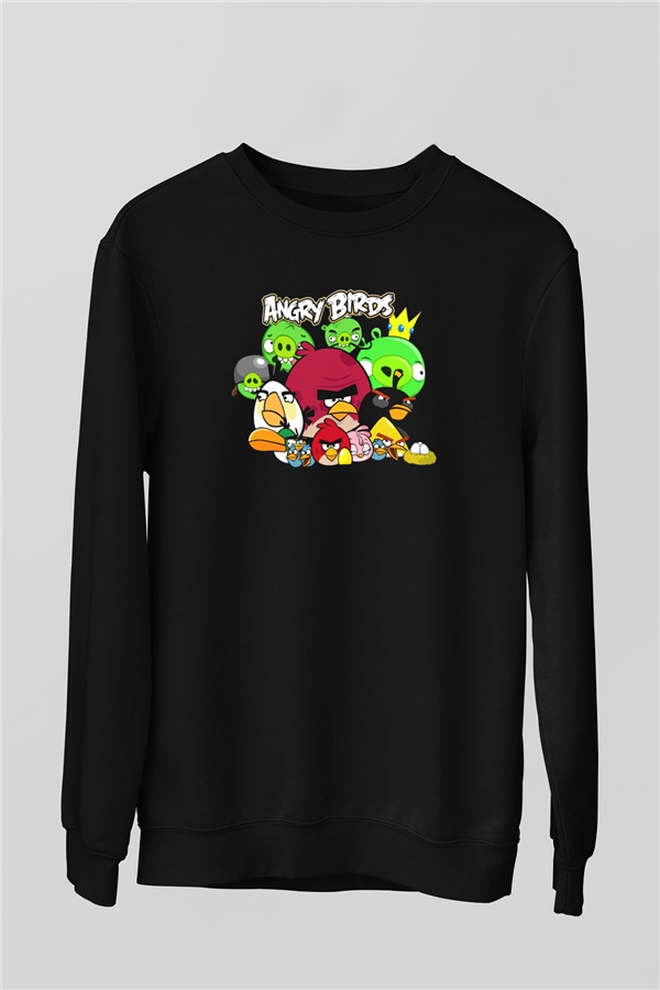 Angry Birds Siyah Unisex Sweatshirt