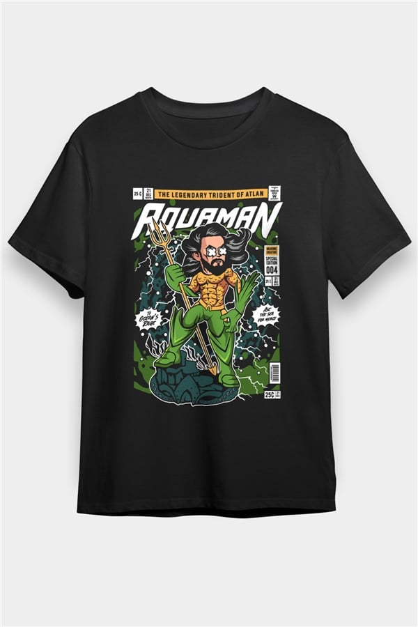 Aquaman Baskılı Unisex Siyah Tişört