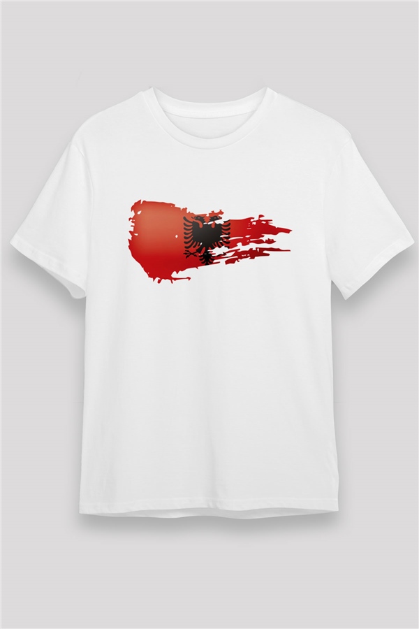 Arnavutluk Beyaz Unisex Tişört T-Shirt - TişörtFabrikası