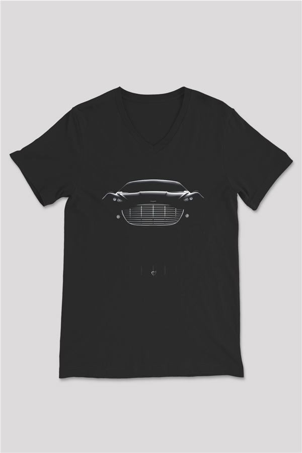 Aston Martin Siyah Unisex V Yaka Tişört T-Shirt
