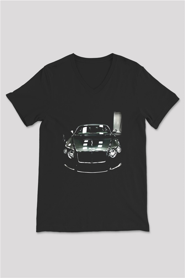 Bentley Siyah Unisex V Yaka Tişört T-Shirt