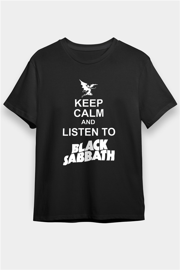 Black Sabbath Keep Calm And Listen To Black Sabbath Black Unisex  T-Shirt - Tees - Shirts