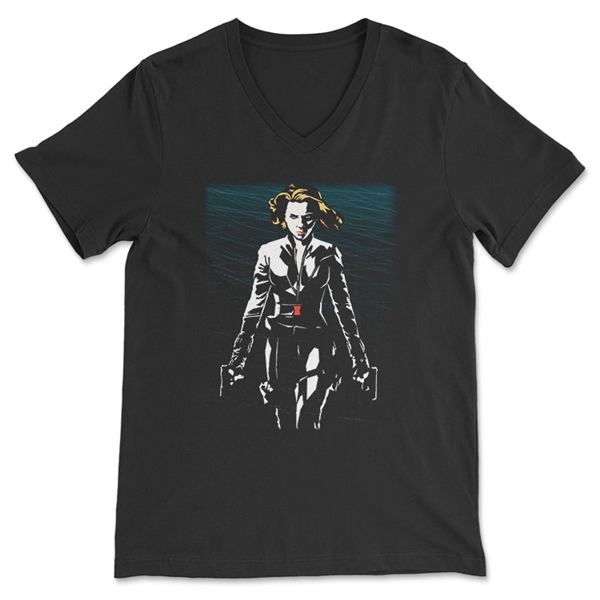 Black Widow Unisex V Yaka Tişört V Yaka T-Shirt VT6681