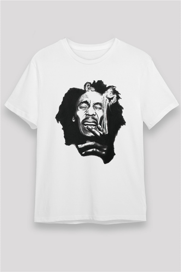 Bob Marley Beyaz Unisex Tişört T-Shirt - TişörtFabrikası