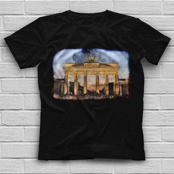 Bradenburg Kapısı Siyah Unisex Tişört T-Shirt - TişörtFabrikası