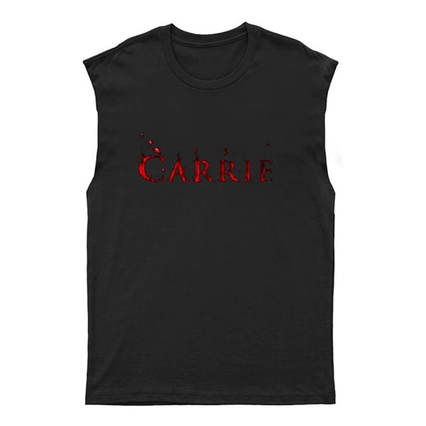 Carrie Siyah Kesik Kol Tişört Unisex Kolsuz T-Shirt