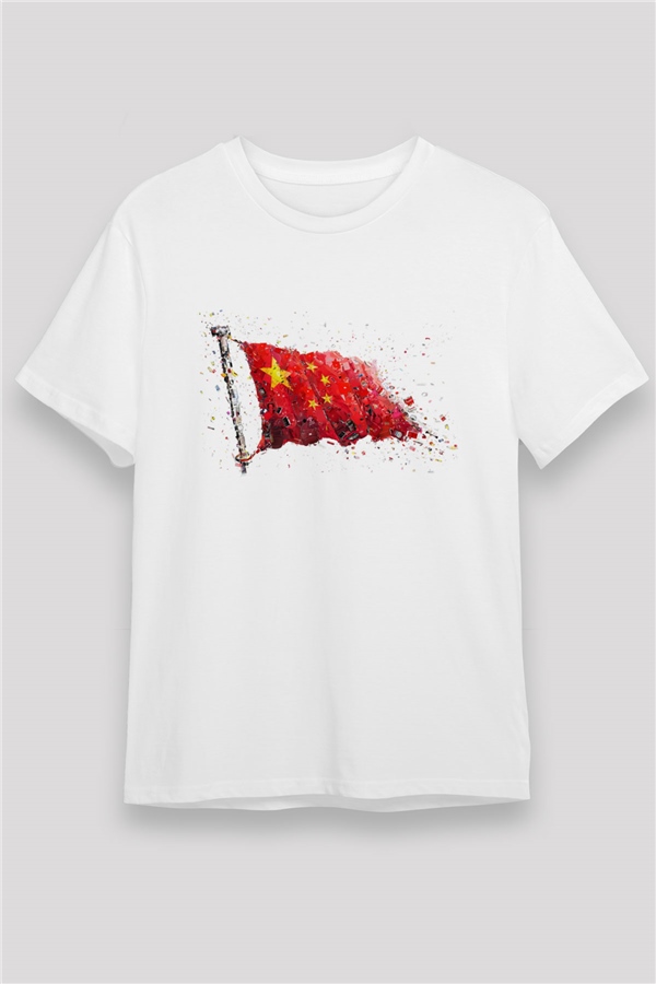 Çin Beyaz Unisex Tişört T-Shirt - TişörtFabrikası