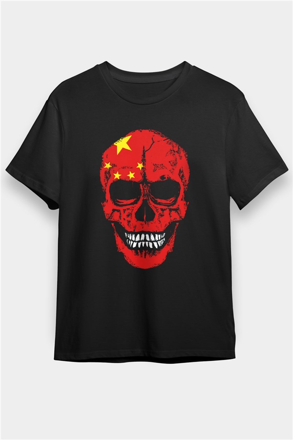 Çin Siyah Unisex Tişört T-Shirt - TişörtFabrikası