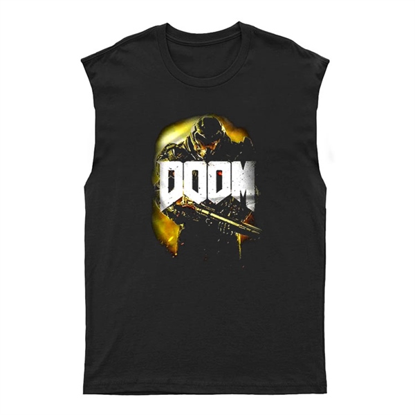 Doom Siyah Kesik Kol Tişört Unisex Kolsuz T-Shirt