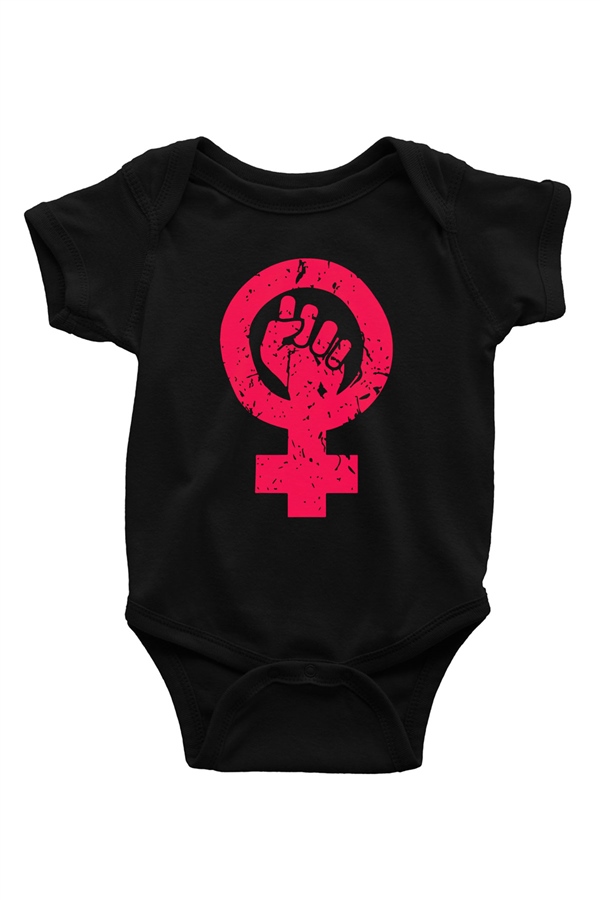 Dünya Kadınlar Günü Baskılı Siyah Bebek Body - Zıbın
