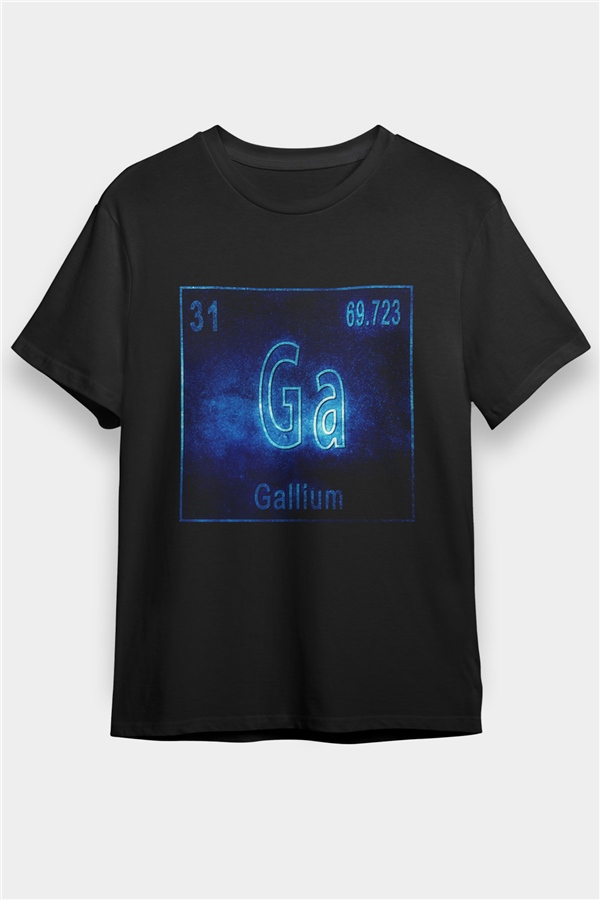 Galliyum Atom Numarası Baskılı Unisex Siyah Tişört