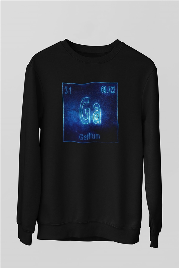 Galliyum Atom Numarası Baskılı Unisex Siyah Sweatshirt