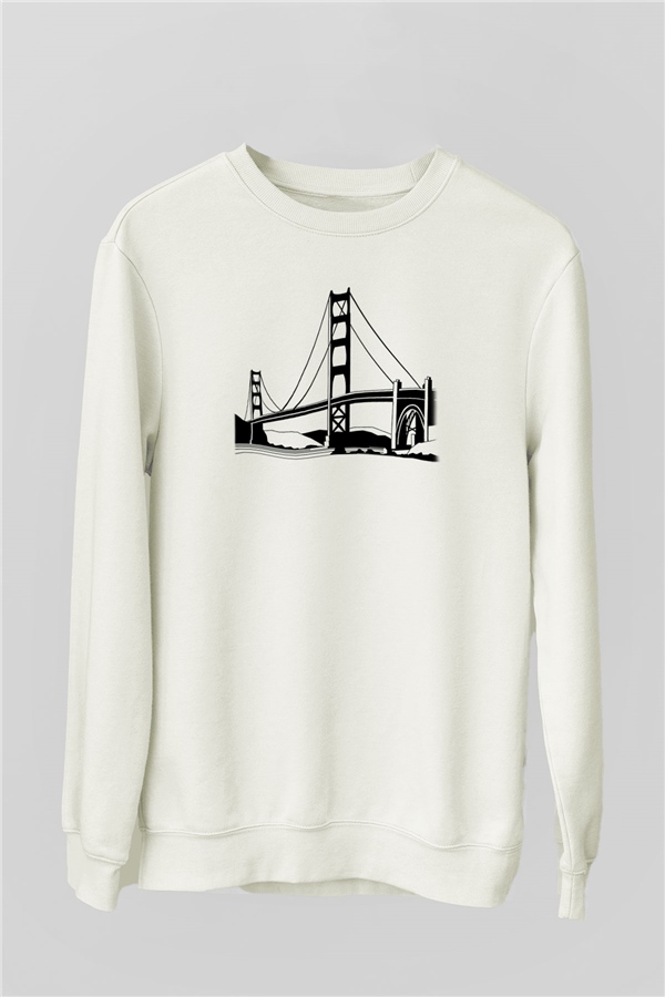 Golden Gate Bridge Beyaz Unisex Sweatshirt