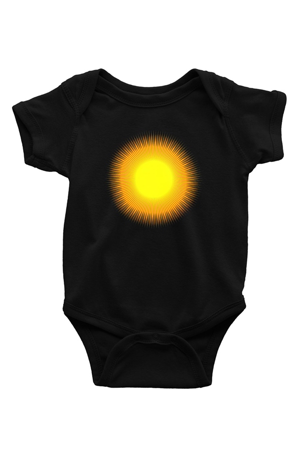 Güneş Baskılı Siyah Bebek Body - Zıbın
