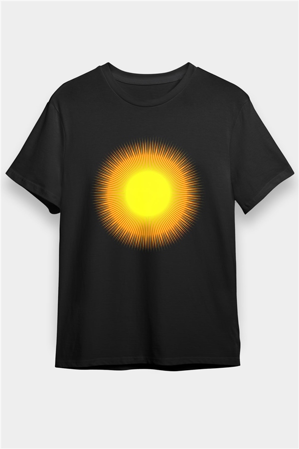 Güneş Siyah Unisex Tişört T-Shirt - TişörtFabrikası