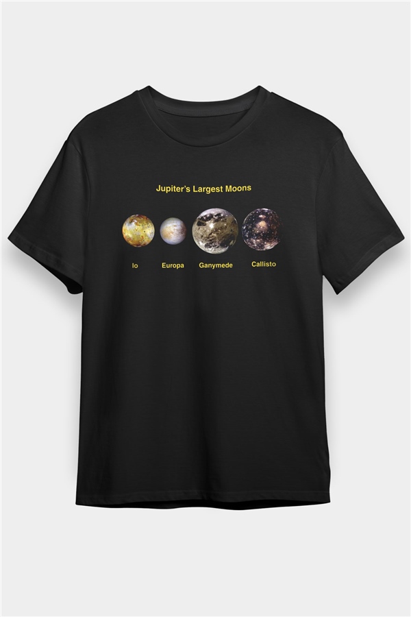 Jüpiter Siyah Unisex Tişört T-Shirt - TişörtFabrikası