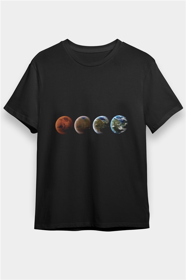 Mars Siyah Unisex Tişört T-Shirt - TişörtFabrikası