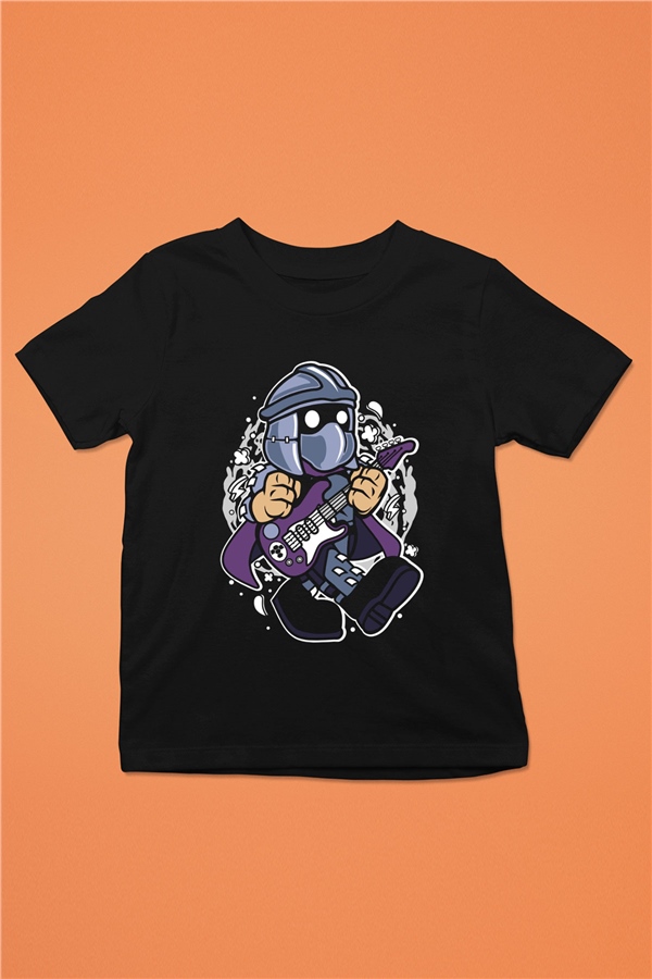 Shredder Rocker Baskılı Siyah Çocuk Unisex Tshirt