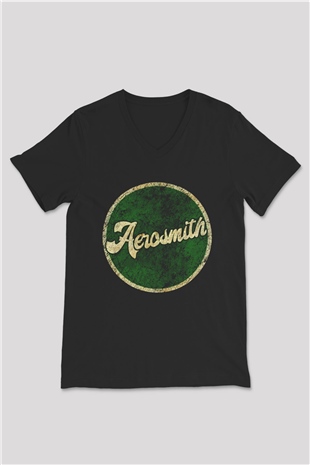  Aerosmith Siyah Unisex V Yaka Tişört
