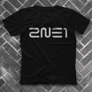 2NE1 Logolu Siyah Unisex Tişört T-Shirt - TişörtFabrikası