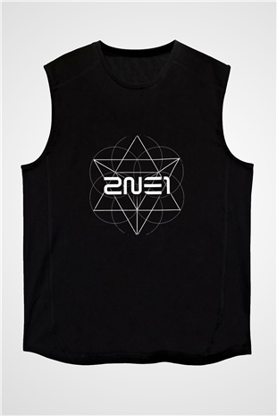 2NE1 Baskılı Unisex Siyah Kolsuz Tişört