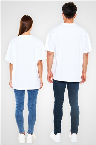 2PAC Baskılı Unisex Beyaz Oversize Tişört