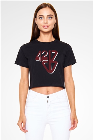 42 Decibel Siyah Crop Top Tişört