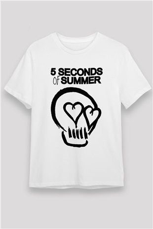 5 Seconds Of Summer Skull Logo White Unisex  T-Shirt - Tees - Shirts