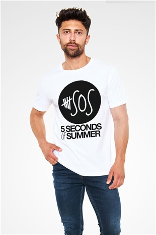 5 Seconds Of Summer SOS Logo Beyaz Unisex Tişört T-Shirt - TişörtFabrikası