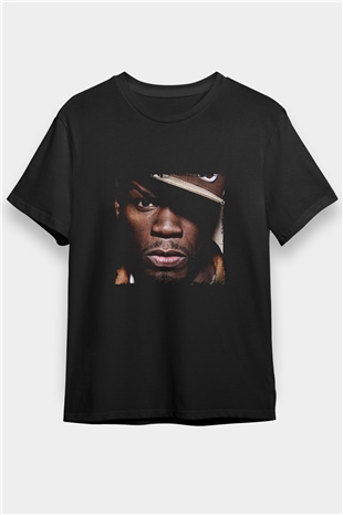 50 Cent Baskılı Unisex Siyah Tişört