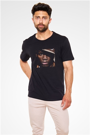50 Cent Baskılı Unisex Siyah Tişört
