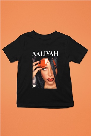 Aaliyah Baskılı Siyah Unisex Çocuk Tişört