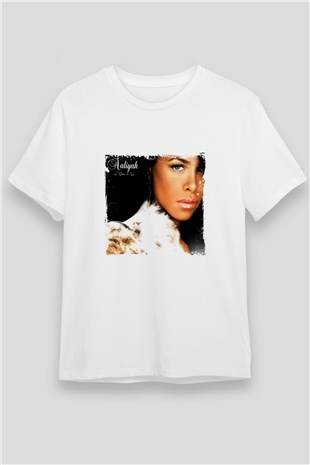 Aaliyah Baskılı Unisex Beyaz Tişört