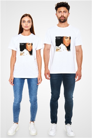 Aaliyah Baskılı Unisex Beyaz Tişört