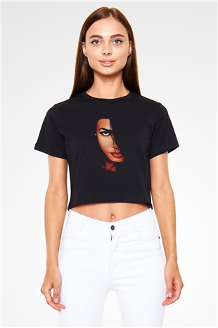 Aaliyah Siyah Crop Top Tişört
