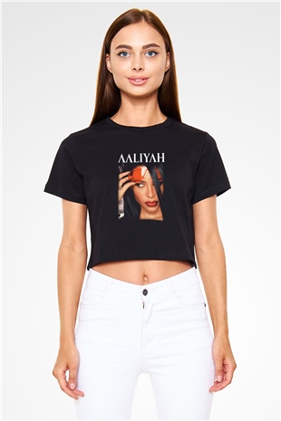 Aaliyah Siyah Crop Top Tişört