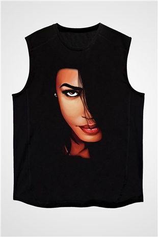 Aaliyah Siyah Unisex Kolsuz Tişört