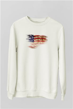 ABD Beyaz Unisex Sweatshirt