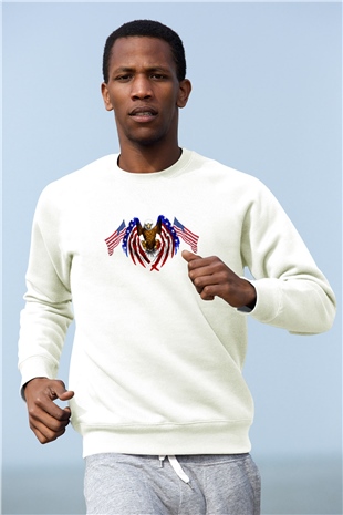 ABD Beyaz Unisex Sweatshirt