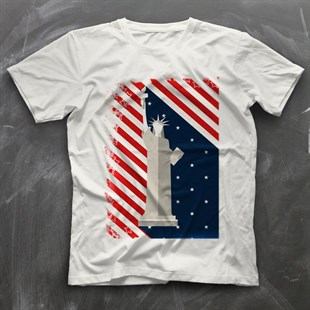 ABD Beyaz Unisex Tişört T-Shirt - TişörtFabrikası