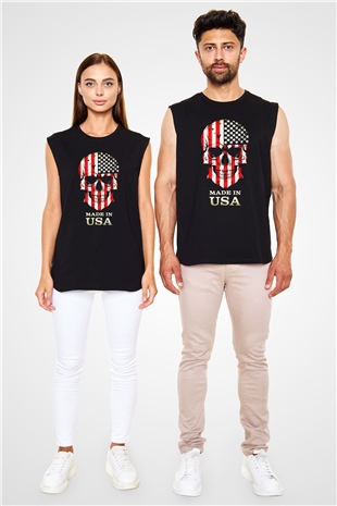 ABD Siyah Unisex Kolsuz Tişört