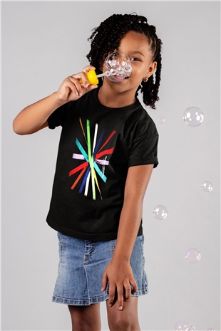 Above and Beyond Baskılı Siyah Unisex Çocuk Tişört
