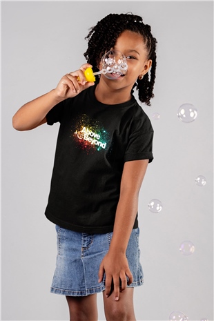 Above and Beyond Baskılı Siyah Unisex Çocuk Tişört
