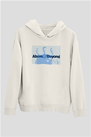 Above and Beyond Beyaz Unisex Kapüşonlu Sweatshirt