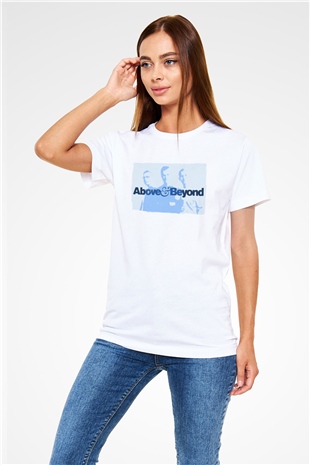 Above and Beyond Beyaz Unisex Tişört T-Shirt - TişörtFabrikası