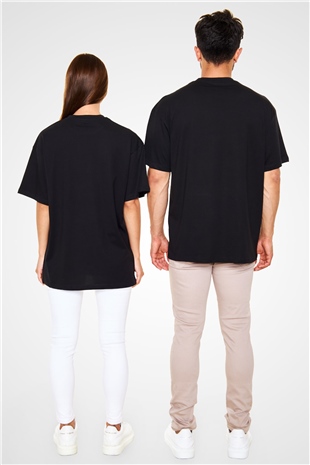 Above and Beyond Siyah Unisex Oversize Tişört T-Shirt