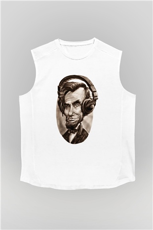 Abraham Lincoln Beyaz Unisex Kolsuz Tişört