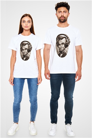 Abraham Lincoln Beyaz Unisex Tişört T-Shirt - TişörtFabrikası