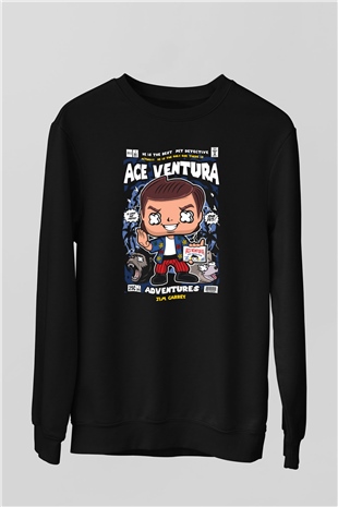 Ace Ventura Baskılı Unisex Siyah Sweatshirt